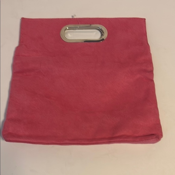 Clinique Handbags - CLINQUE PINK FAUX SUEDE CLUTCH/HAND BAG WITH SILVER HANDLE 
ADORABLE 💗💗💗💗